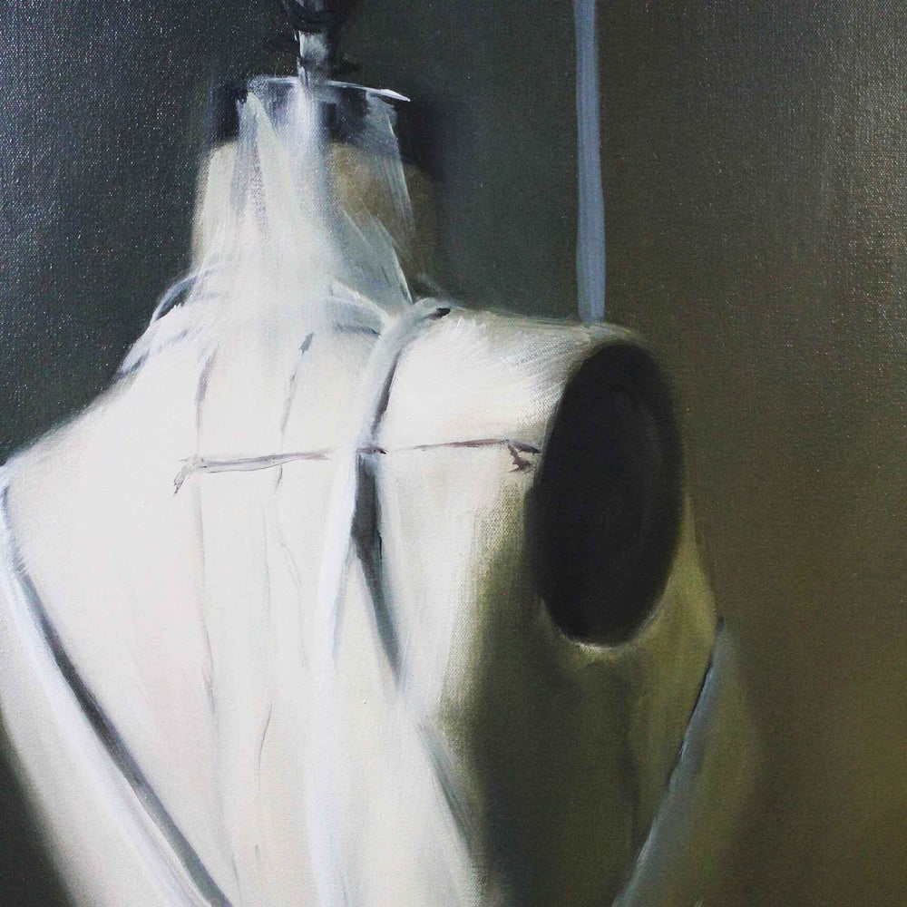 
                  
                    Load image into Gallery viewer, Original oil painting triptych of Mannequins, detail 3, neutral colours, 3 Graces Interpretation by Roxanne Dyer
                  
                