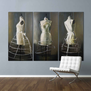 
                  
                    Load image into Gallery viewer, Original oil painting triptych of Mannequins, room view, 3 Graces Interpretation by Roxanne Dyer
                  
                